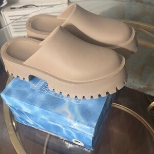 Beige Platform Clogs